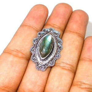 Labradorite Ring,Blue Labradorite Ring,Statement Ring,Handmade Ring,925 Sterling Silver Ring,Gift For Her,Anniversary Gift