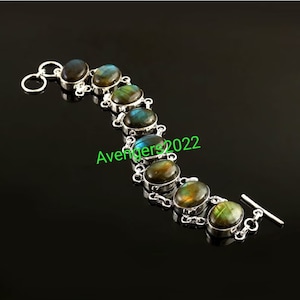 Labradorite Bracelet  Natural Labradorite  Handmade Bracelet  Gemstone Bracelet  925 Sterling Silver Bracelet  Gift For Her / Him