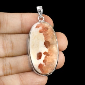 Natural Pink Scolecite Gemstone Pendant, 925 Sterling Silver Pendant, Handmade Necklace Pendant, Beautiful Stone Pendant, Scolecite Jewelry
