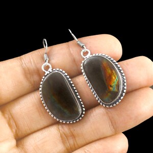 Natural Labradorite Earring,Handmade Earring,Labradorite Gemstone Earring,925 Sterling Silver Earring,Gift For Her, Anniversary Gift