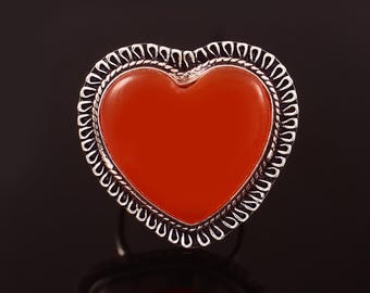 Red Onyx Ring,Statement Ring,Handmade Ring,Red Heart Gamestone Ring,925 Sterling Silver Ring,Gift For Her,Women Jewelry,Christmas Gift