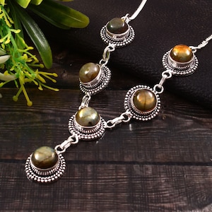Labradorite Necklace,Handmade Necklace,Gemstone Necklace,Natural Labradorite,Gift For Her,Anniversary Gift, 925 Sterling Silver Necklace