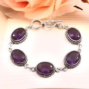 Amethyst Bracelet, Handmade Bracelet, Gift For Her / Him, Blue Amethyst, 925 Sterling Silver bracelet, Anniversary Gift, Bracelet Jewelry