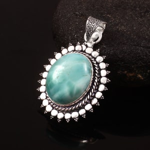 Larimar Pendant Handmade Pendant Necklace 925 Sterling Silver pendant Gift For Her Gift For Her/Him Birthday Gift Blue Larimar