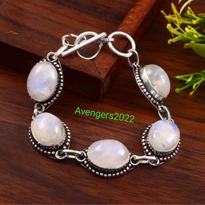 Moonstone Bracelet  Natural Moonstone Bracelet Handmade Bracelet  Gemstone Bracelet  925 Sterling Silver Bracelet  Gift For Her / Him