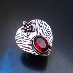 Silberring mit Granat, Edelstein Ring,handgefertigter Ring,925 Sterling Silber Ring,Granat Ring,Geschenk für Sie,Jubiläum Schmuck
