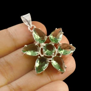 Green Amethyst Pendant,Handmade Pendant,Gemstone Pendant,925 Sterling Silver Pendant,Gift for Her,Women Pendant For Necklace