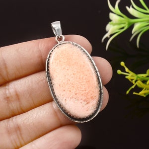 Natural Pink Scolecite Gemstone Pendant, 925 Sterling Silver Pendant, Handmade Necklace Pendant, Beautiful Stone Pendant, Scolecite Jewelry