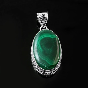 Malachite Pendant, Handmade Pendant, Necklace, Gift For Her, Women Jewelry, 925 Sterling Silver Pendant, Green Malachite, Gemstone Pendant