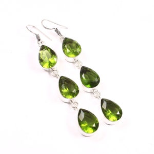 Peridot Earring,Handmade Earring,Green Peridot Earring,925 Sterling Silver Earring,Women Earring,Gifts For Girlfriend,Christmas Gift,Earring