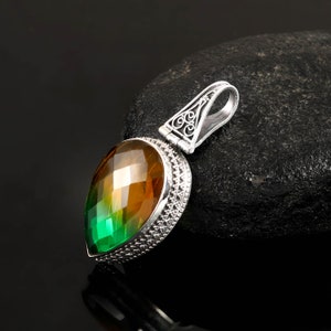 Vintage Doublet Tourmaline Pendant  Handmade Pendant  Gemstone Pendant  925 Sterling Silver Pendant  Gift For Her / Him  Anniversary Gift