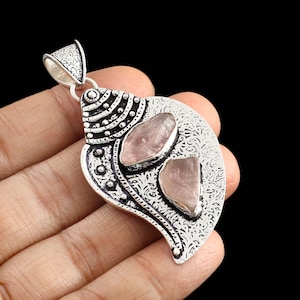 Pendentif quartz rose brut Pendentif quartz rose brut Bijoux en quartz naturel Quartz rose rose Pendentif en argent sterling 925 cadeau pour elle