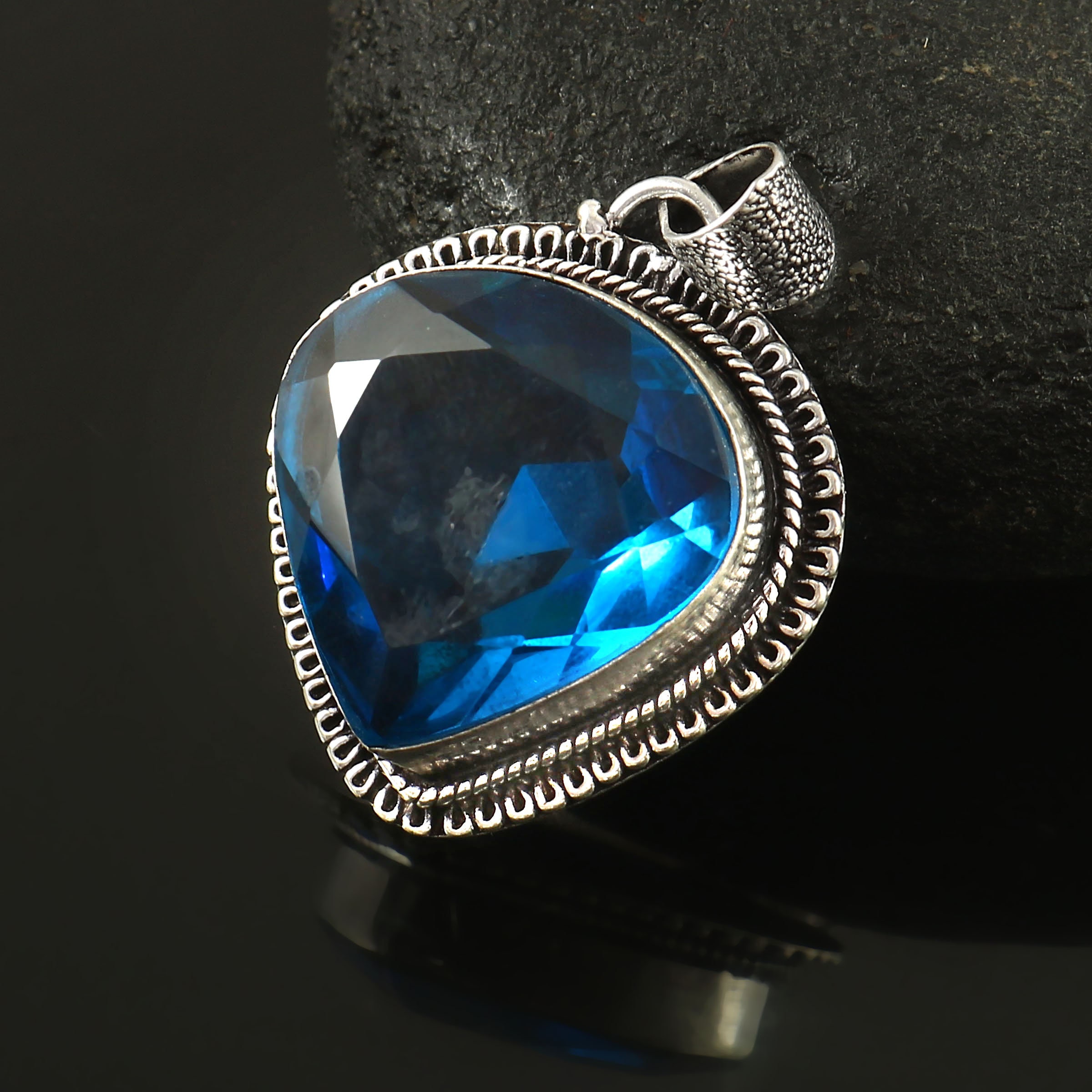 London Blue Topaz Pendant, Heart Shape Pendant Necklace