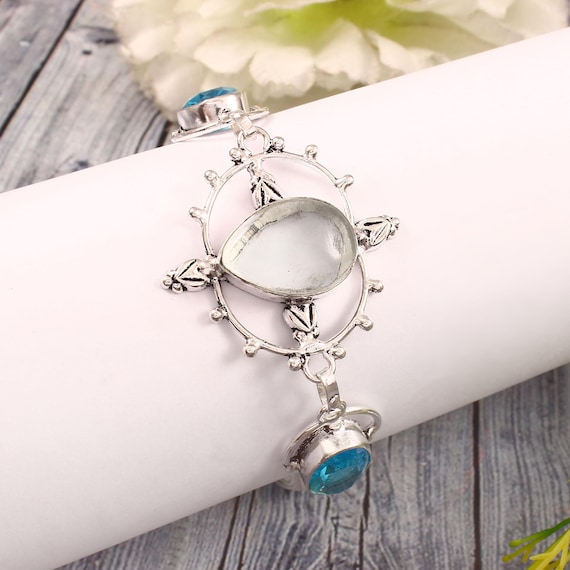 天然 ミスティック トパーズ ブレスレット レディース ピンクゴールド 加工 天然石 お守り 40代 50代 ブランド 天然 ミスティック トパーズ ブレスレット ピアス セット レディース