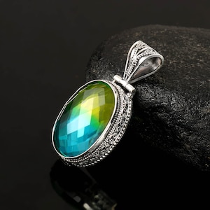 Vintage Doublet Tourmaline Pendant  Handmade Pendant  Gemstone Pendant  925 Sterling Silver Pendant  Gift For Her / Him  Anniversary Gift