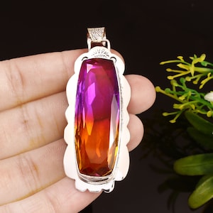 Bi-Color Tourmaline Pendant  Handmade Pendant Long Gemstone Pendant  925 Sterling Silver Pendant  Gift For Her / Him  Anniversary Gift
