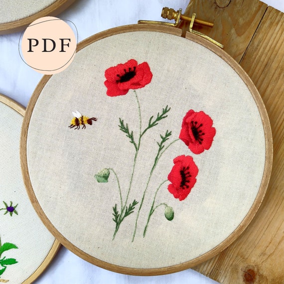 Download Summer Poppies Hand Embroidery Pattern Pdf Etsy