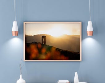 Fotografía de paisaje de la cabaña inglesa Beaufortain al atardecer