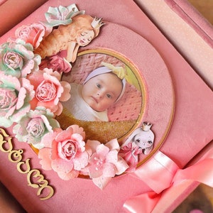 baby photo album, baby girl photo album, baby girl scrapbook, baby memory book, Baby Girl Photo Album,  Personalized Baby Book