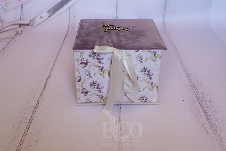 Personalized wedding Photo Album, wedding scrapbook album violet, included unique wedding cake topper image 9