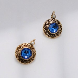 Sapphire Blue Gold Earrings | Handmade Earrings Vintage Earrings Art Nouveau Earrings Victorian Earrings Art Deco Earrings Bridal Earrings