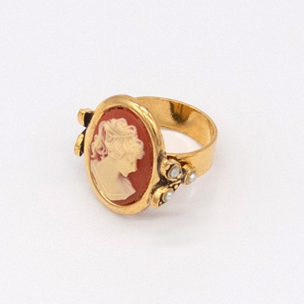 Cameo Gold Ring | Handmade Ring Vintage Ring Art Nouveau Jewellery Victorian Jewellery Art Deco Ring Baroque Jewellery Cameo Ring Topaz Ring