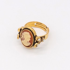 Cameo Gold Ring | Handmade Ring Vintage Ring Art Nouveau Jewellery Victorian Jewellery Art Deco Ring Baroque Jewellery Cameo Ring Topaz Ring