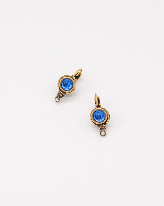 Sapphire Blue Gold Earrings Ortica Handmade Vintage Jewelry - Etsy