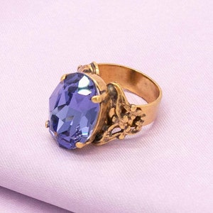 Lavender Blue Gold Ring | Ortica Handmade Vintage Jewelry | Made in Italy | Large Stone Ring Amethyst Art Nouveau Victorian Deco Renaissance