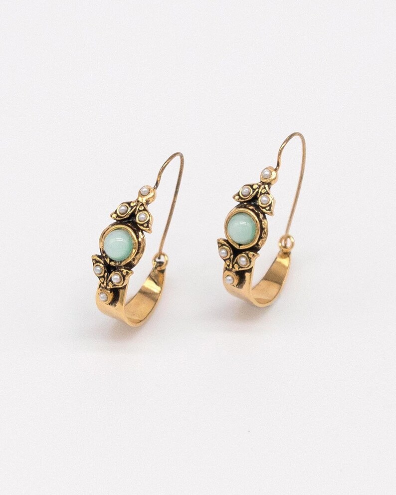 Aqua Blue Gold Earrings Ortica Handmade Vintage Jewelry - Etsy
