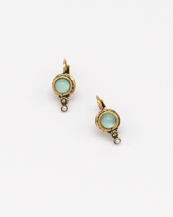 Aqua Blue Gold Earrings Ortica Handmade Vintage Jewelry - Etsy