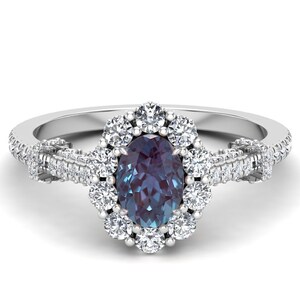 2.00 ct AAA Alexandrite platinum bridal ring engagement ring wedding band june birthstone oval promise solitaire ring for her