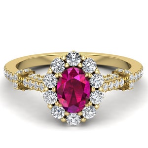 1.20 ct  Ruby gemstone 14KT yellow gold bridal ring engagement ring wedding band birthstone solitaire ring oval cut ruby