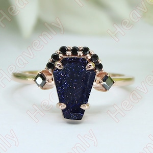 2.55ct AAA Blue Sandstone gemstone  engagement ring Wedding rings bridal rings set  ring Coffin Rings Set Anniversary Gift Coffin Rings