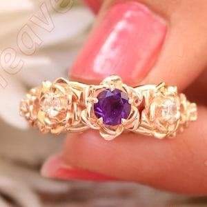 AAA amethyst gemstone 925 sterling silver ring,Engagement ring,Wedding ring,February birthstone ring,Promise ring,Purple gemstone ring