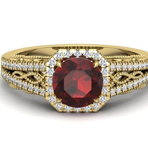 1.50 ct AAA red garnet gemstone 14KT rose gold bridal ring engagement ring wedding band anniversary ring january birthstone solitaire ring