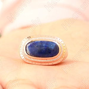 3.50ct AAA Lapis gemstone silver ring,Statement rings,September birthstone ring,Bikers ring,Signet ring,Mens ring,Blue cushion gemstone ring