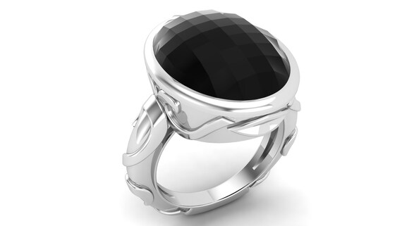 3.50ct AAA onyx gemstone platinum ring, Statement rings, july birthstone ring,Bikers ring, Signet ring, Mens ring, Black oval gemstone ring