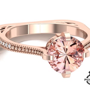AAA Peach morganite gemstone rose plated 925 sterling silver ring,Engagement ring,Wedding ring,Anniversary ring,Promise ring,Ring for love
