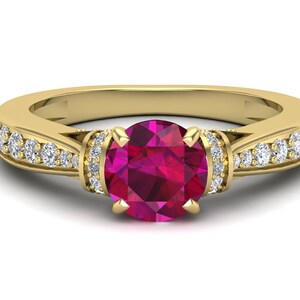 1.60 ct. Ruby Wedding Anniversary Bridal Ring, Vintage Art Deco Ring, Round Shape Ring, Mother&#39;s Day Special, Solitaire Ring, Gift For Her.