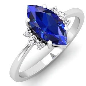 1.85ct AAA blue sapphire gemstone platinum solitaire wedding bands engagement rings stacking rings bridal ring blue gemstone ring for her