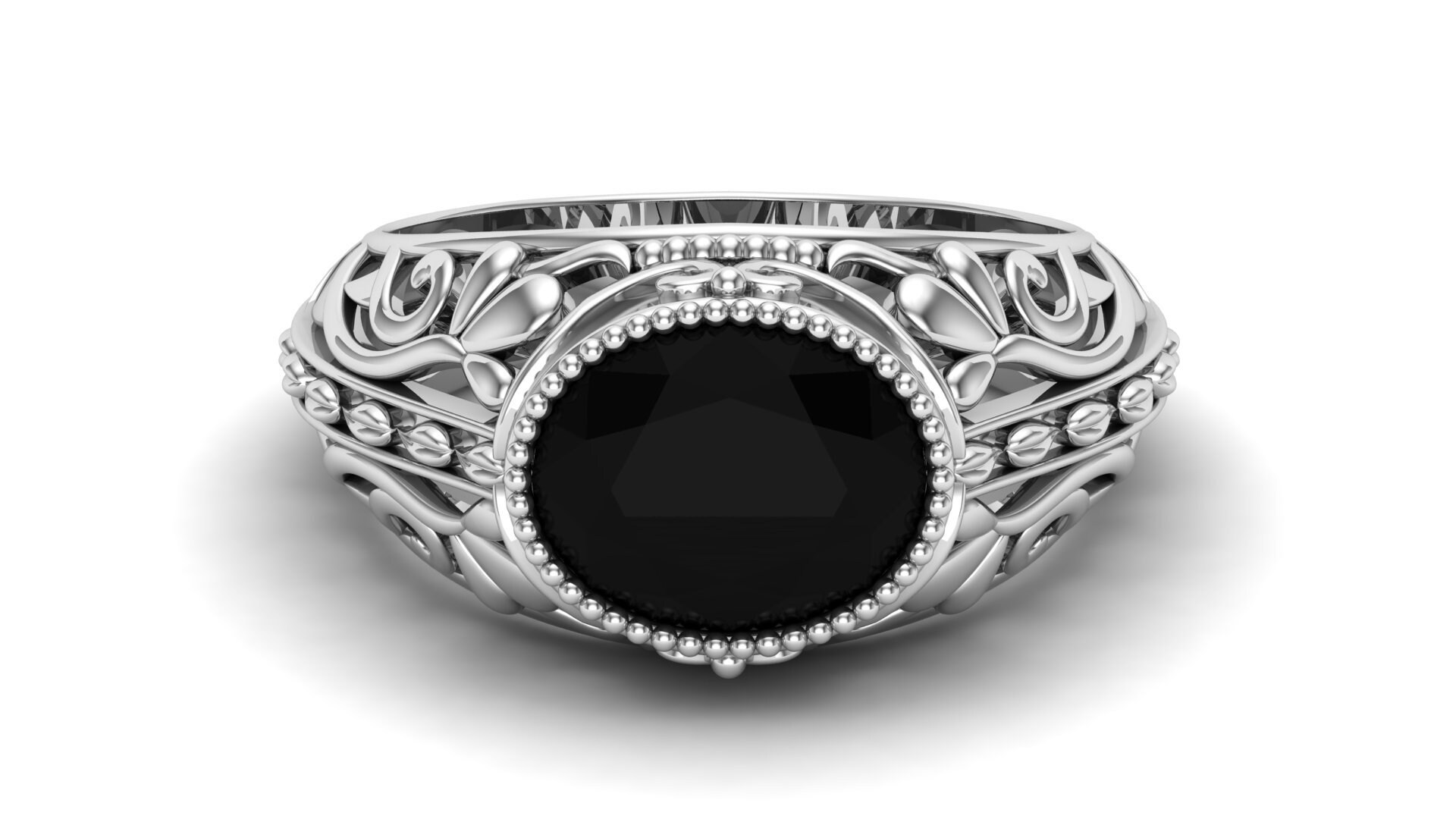 3.50 ct. Black Onyx Wedding Bridal Ring Art Deco Ring Etsy