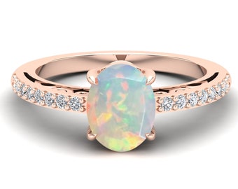 1.10 ct. Opal Wedding Bridal Ring, Vintage Art Deco Ring, Solitaire Ring, Moissanite Ring, Oval Shape Ring, Gift For Women, Gift For Her.