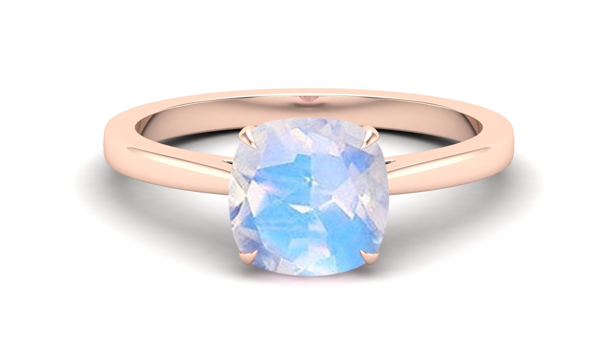 1.90ct AAA Moonstone 14KT rose gold bridal ring engagement ring wedding band  june birthstone cushion cut promise solitaire ring for her