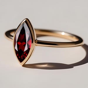 Marquise Red Garnet 14K Rose Gold Plated Engagement Wedding Ring Bridal Ring For Her Graduation Statement Promise Ring Birthday Gift