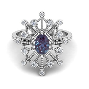 2.00 ct AAA Alexandrite platinum bridal ring engagement ring wedding band june birthstone oval promise solitaire ring for her