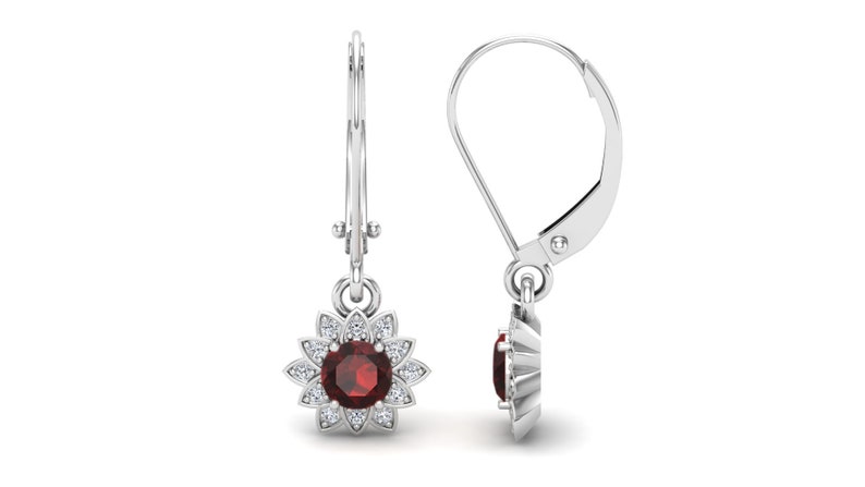 4.60 ct AAA red garnet women lever back earringdangle drop earringmoissanite hoop January Birthstone Earrings anniversary gift for wife RHODIUM VERMEIL