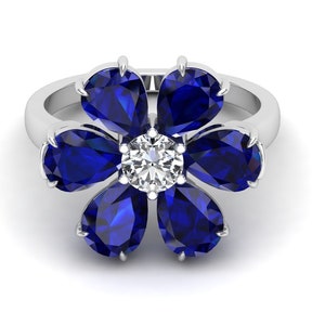 4.50 CT. Blue Sapphire Wedding Bridal Ring, Vintage Art Deco Ring, Moissanite Ring, Solitaire Ring, Blue Stone Ring, Birthstone Ring,