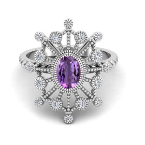 1.30CT AAA amethyst gemstone platinum ring,Engagement ring,Wedding ring,February birthstone ring,Promise ring,Purple gemstone ring