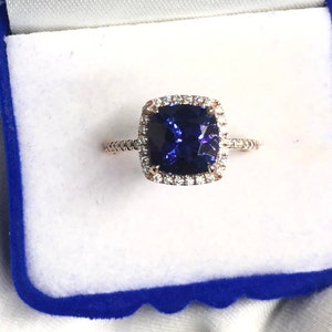 4.15 ct blue AAA tanzanite 14KT gold ring studded with natural white diamond ,Ring for her,Wedding ring,Engagement ring,Birthstone ring gift